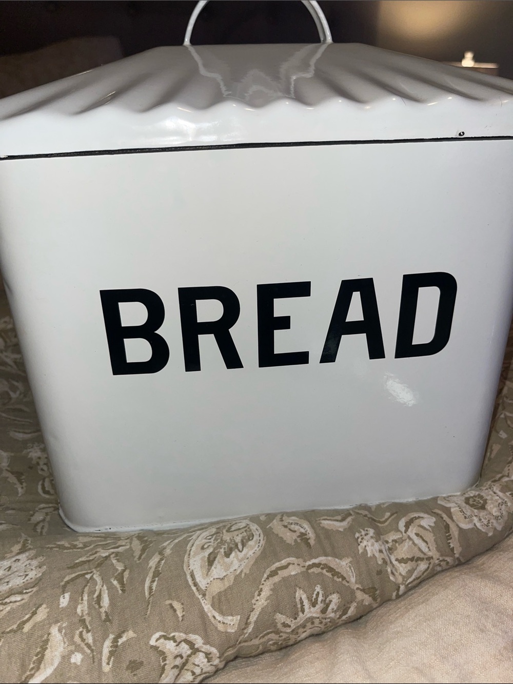 Hobby Lobby White Bread Box with Black Lettering